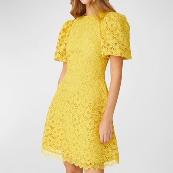 Shoshanna Barrow Floral Lace Puff sleeve Mini Dress